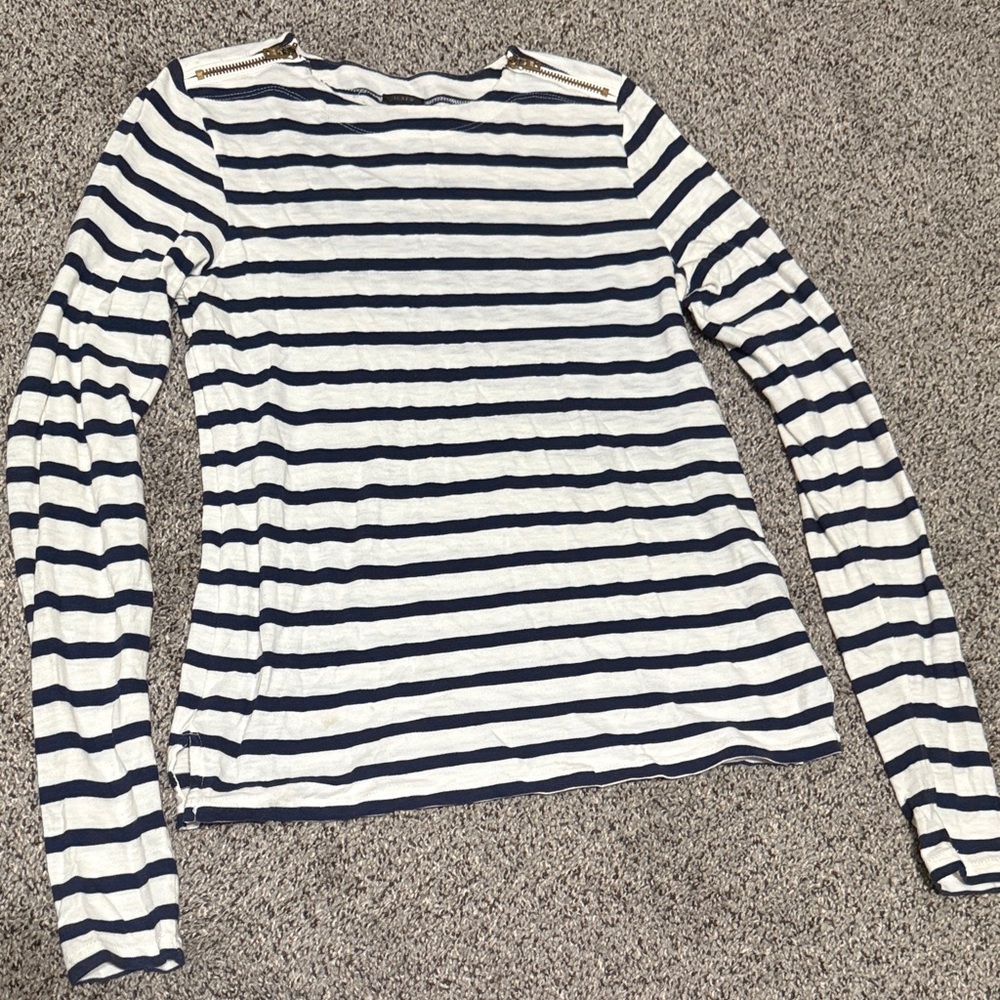 J. Crew Navy and White Striped Long Sleeve Tee